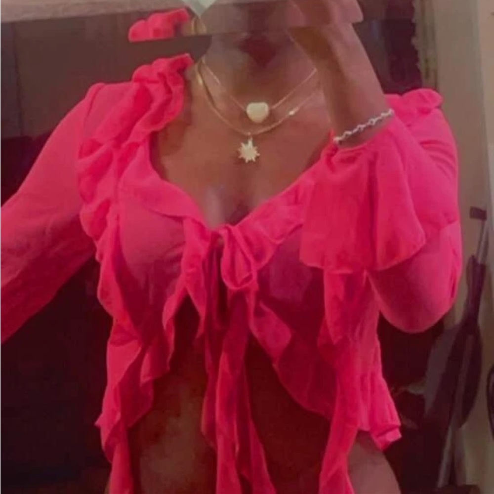 Hot pink ruffle top